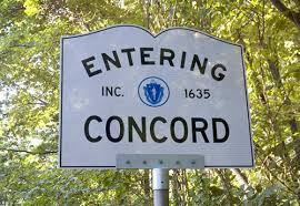 Road sign that reads "Entering Concord Inc. 1635"